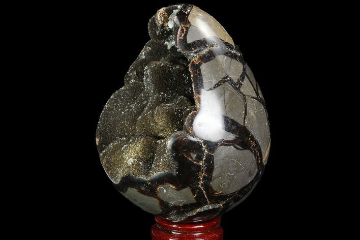 Septarian Dragon Egg Geode - Black Crystals #98858